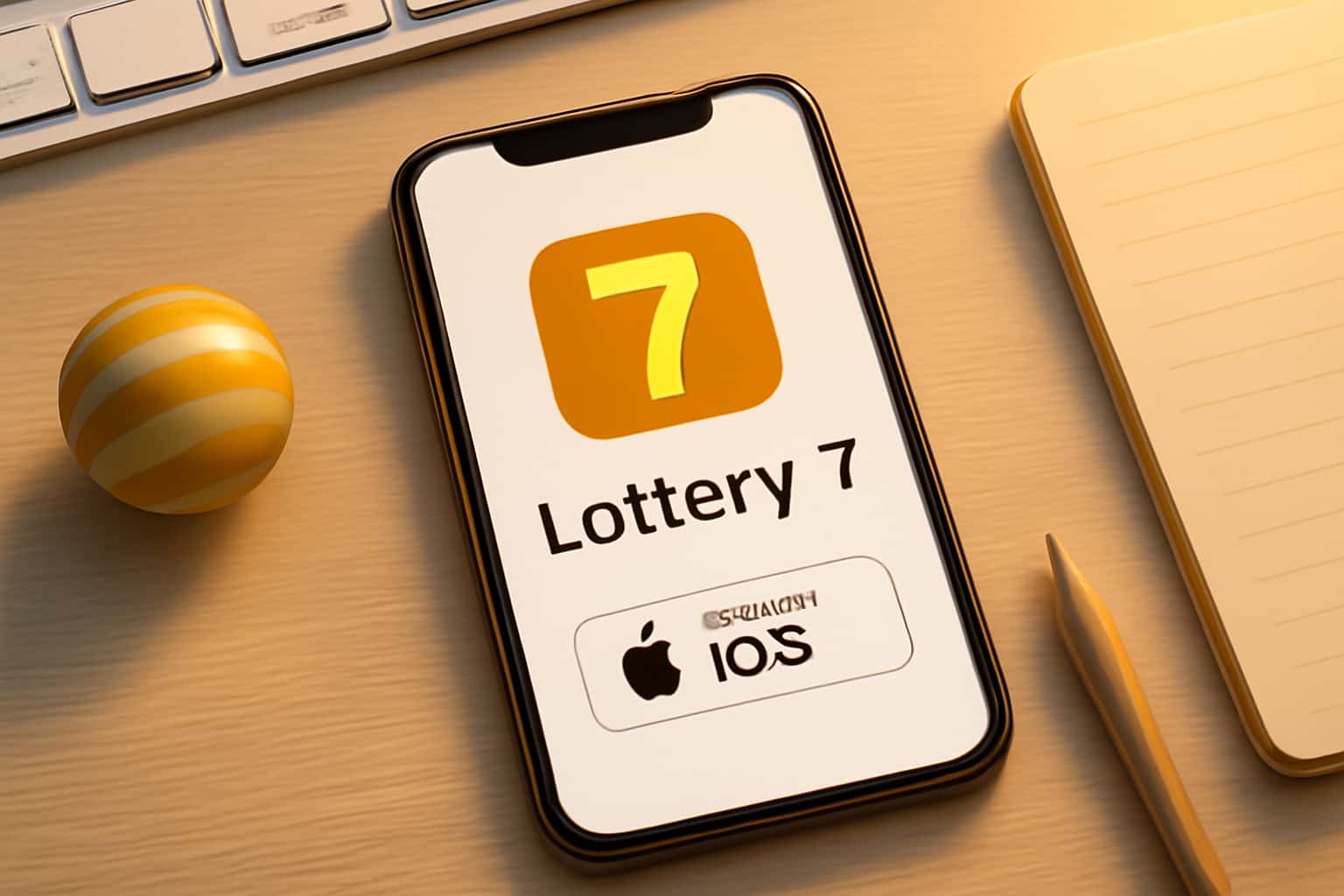 An informative image demonstrating how to download Lottery 7 on iOS.
