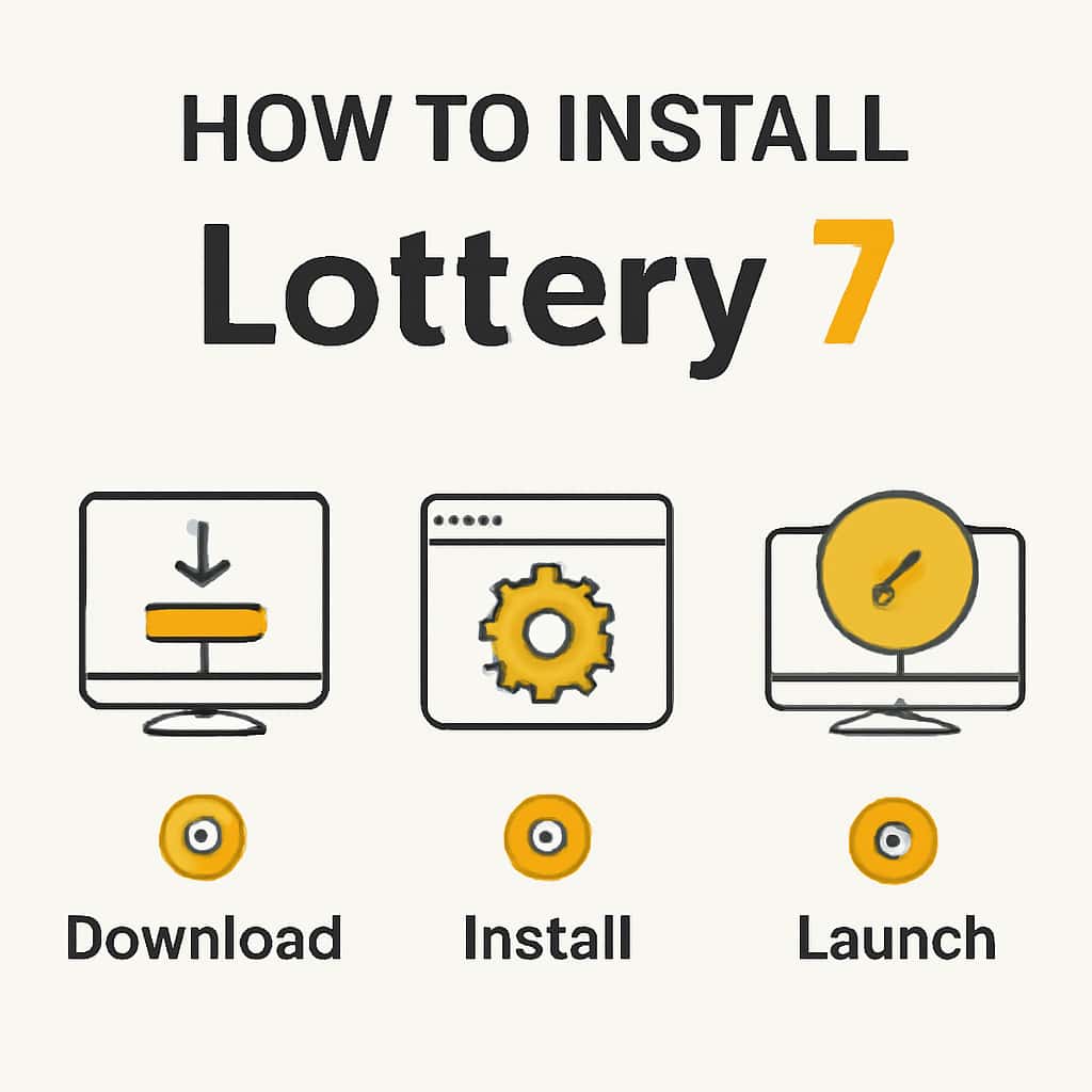 Illustration of the installation steps for Lottery 7.