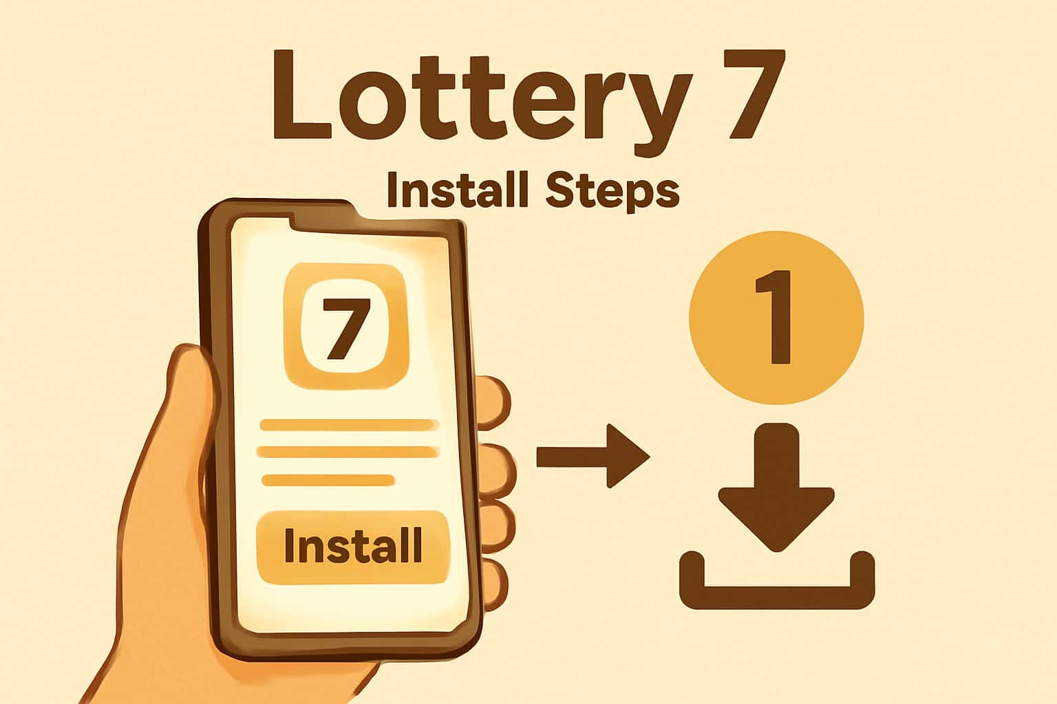 An informative scene illustrating the installation process for Lottery 7.