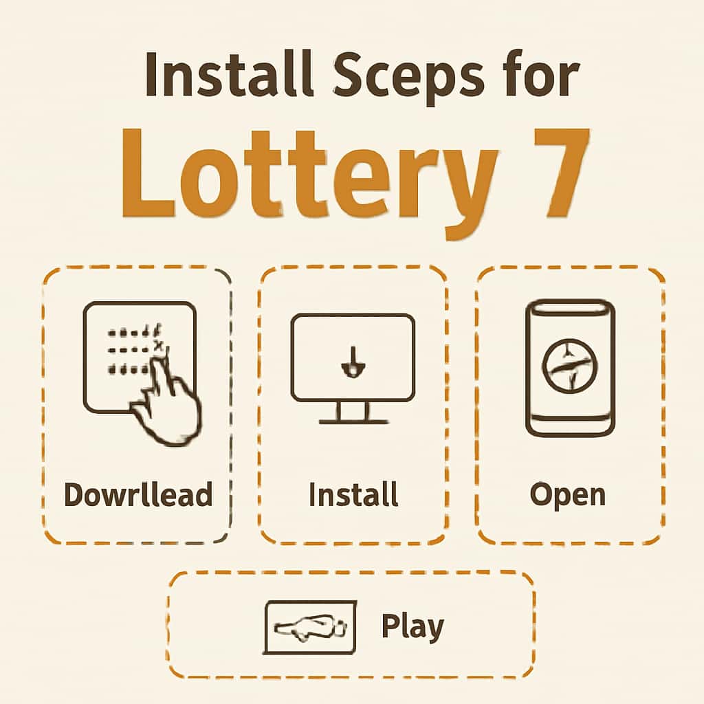 Illustration of the installation steps for Lottery 7.
