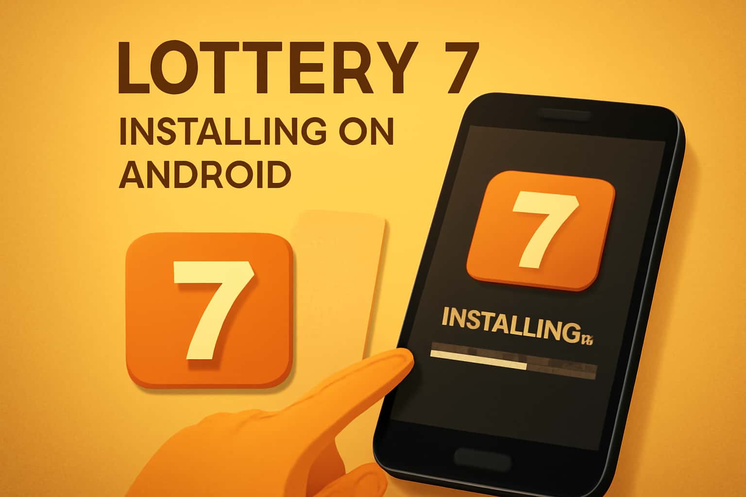 Visual representation of the process for installing Lottery 7 on an Android device.