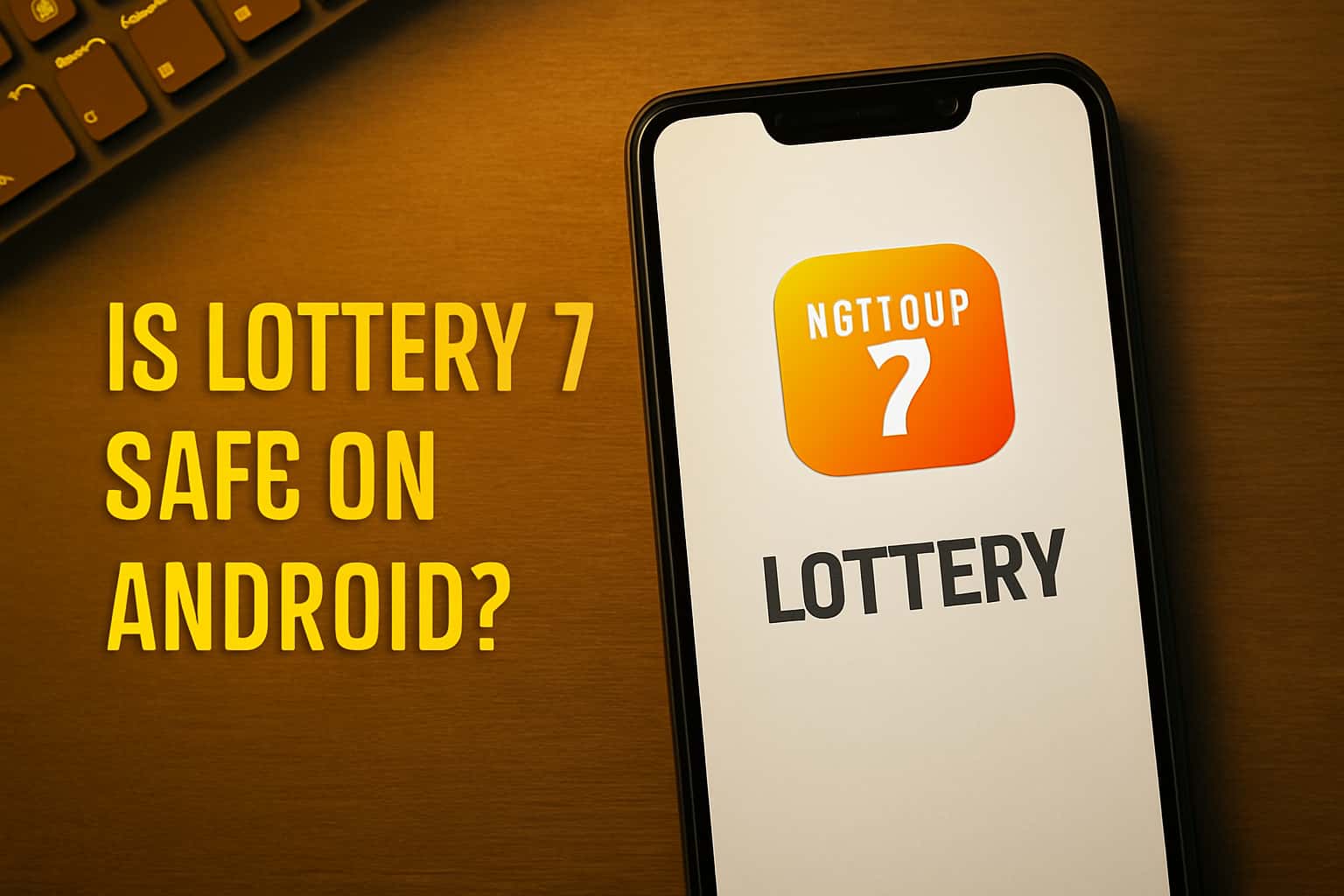 Informational graphic about the safety of Lottery 7 app on Android devices.