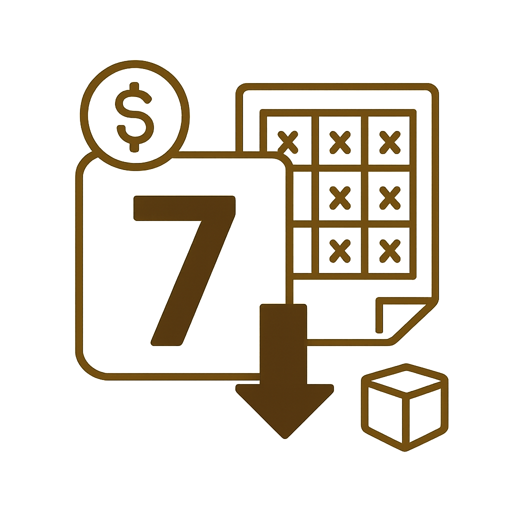 Illustration showing installation steps for Lottery 7 on Android.