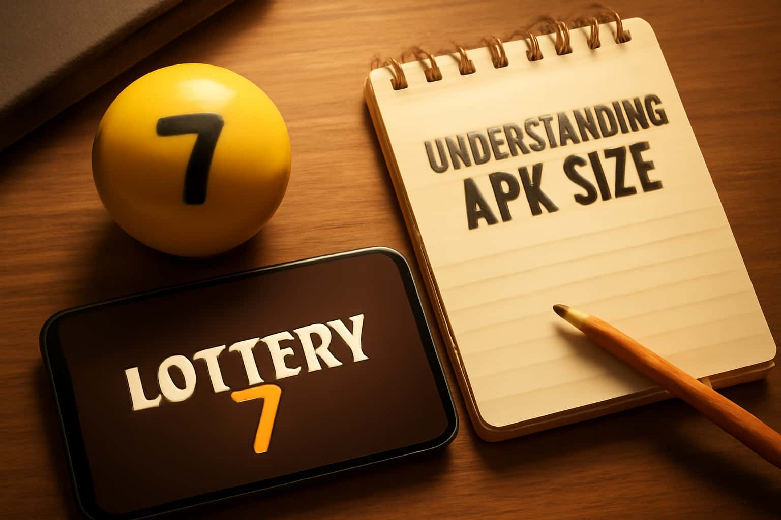 Informational scene about Lottery 7 APK Size with clear text.