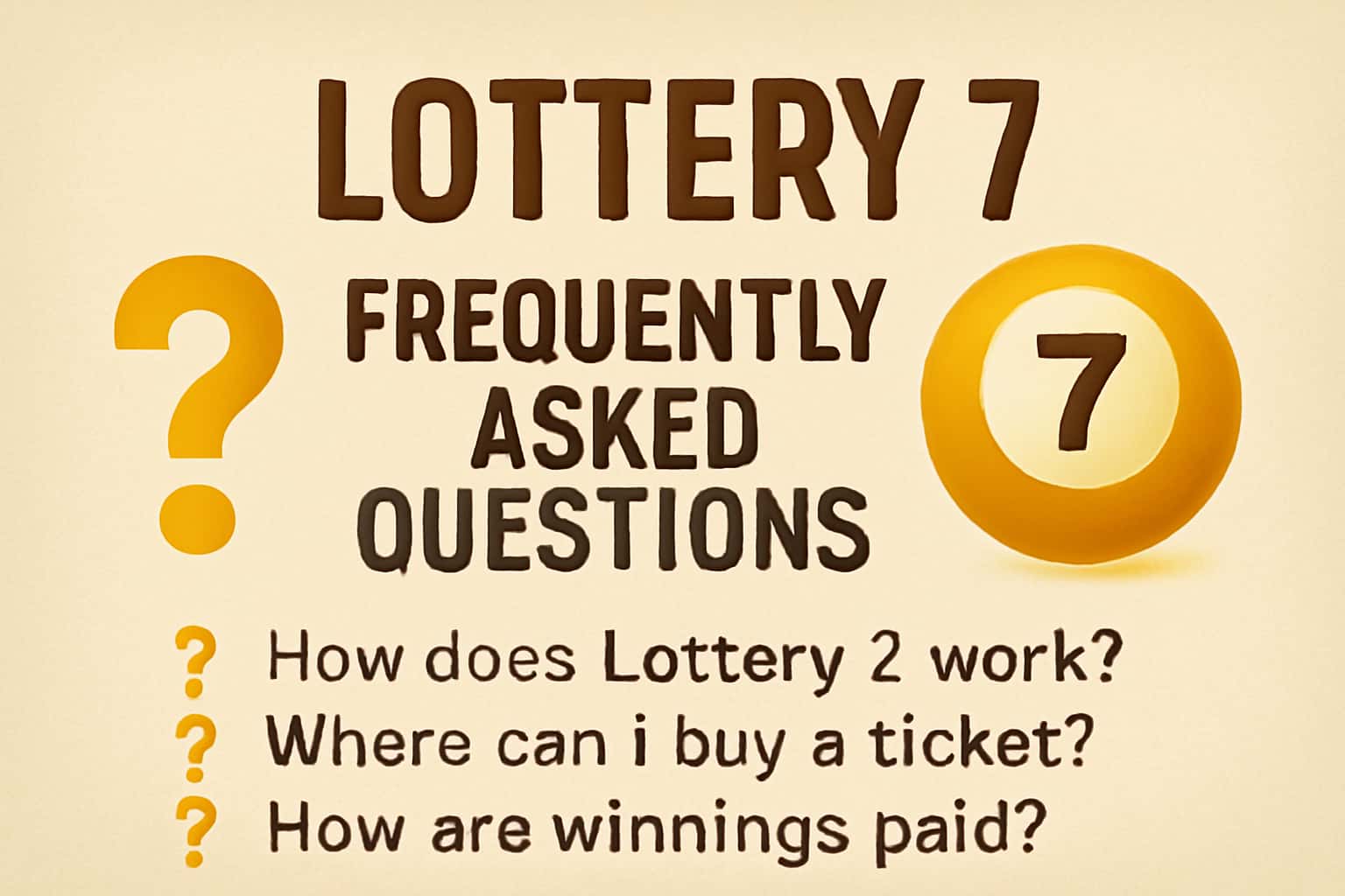 An informational scene showcasing Lottery 7 Frequently Asked Questions with a sleek design.