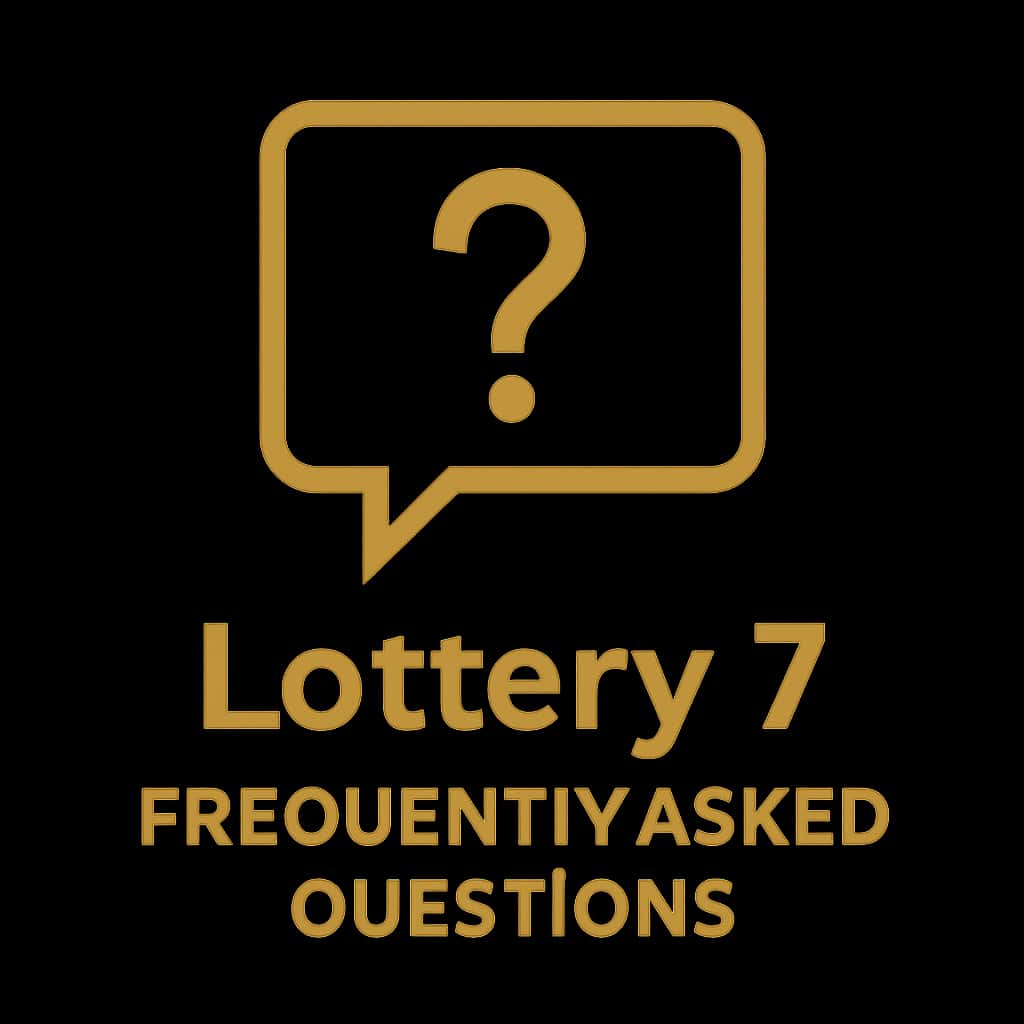 A badge representing Lottery 7 Frequently Asked Questions.