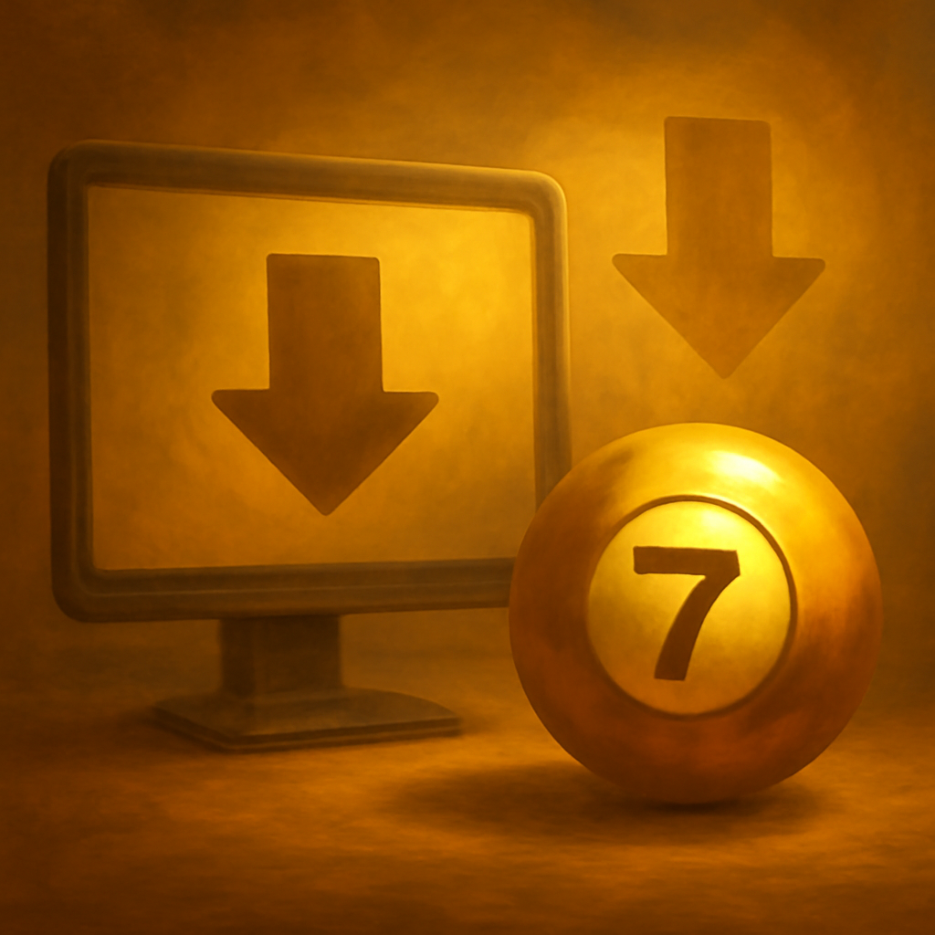 Illustration showing installation steps for Lottery 7 on Android.