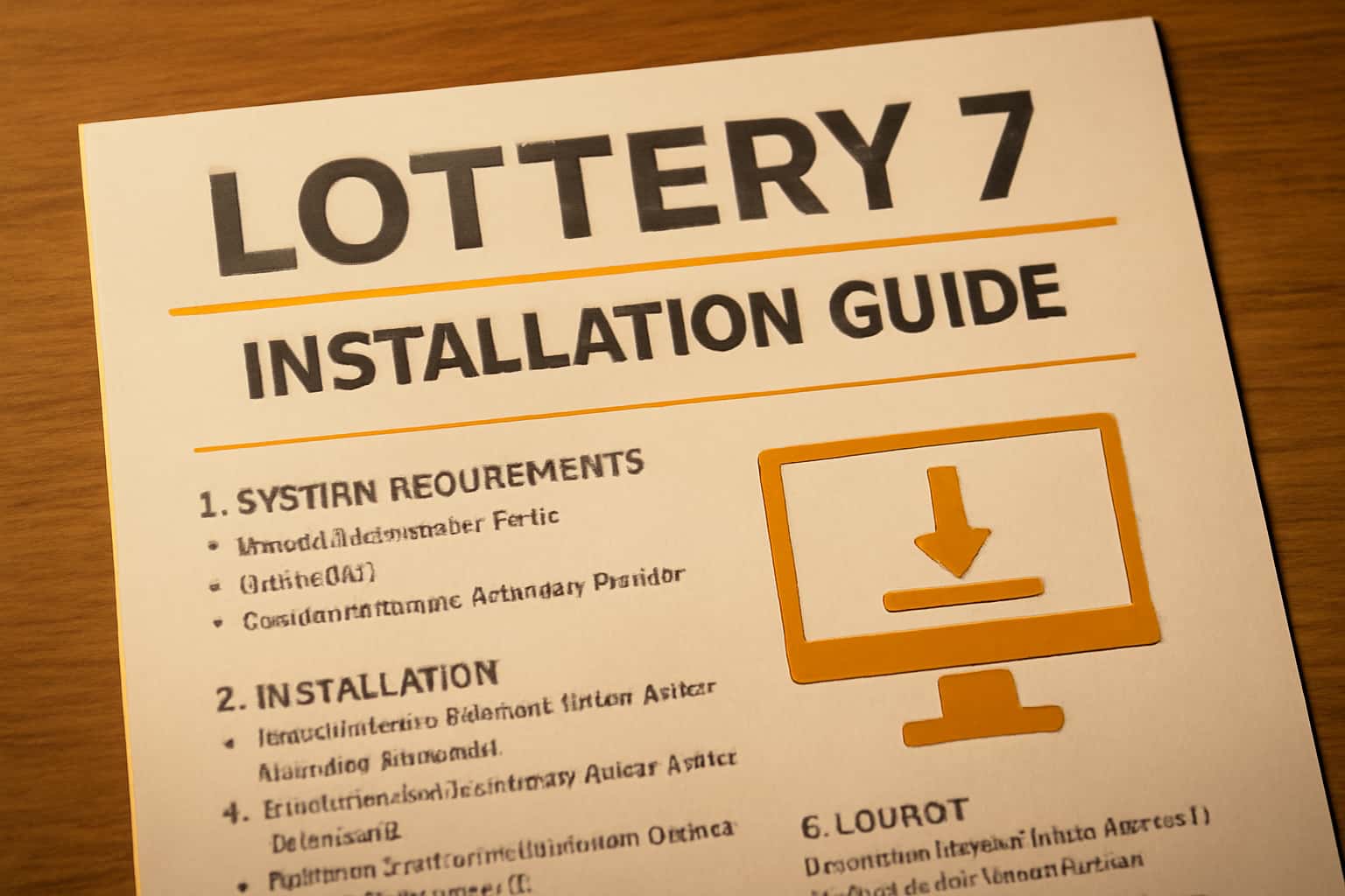 Informational scene depicting the Lottery 7 Installation Guide.