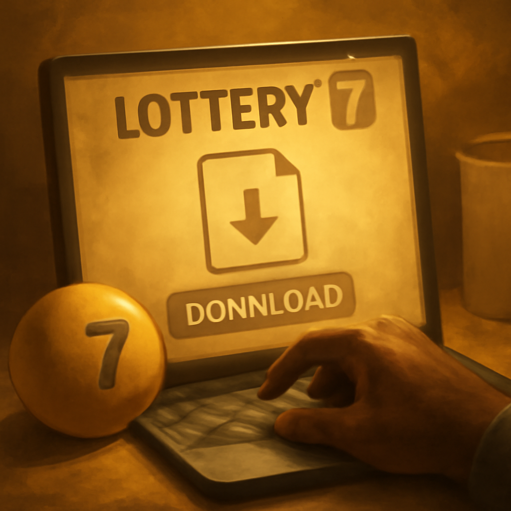 Illustration showing installation steps for Lottery 7 on Android.