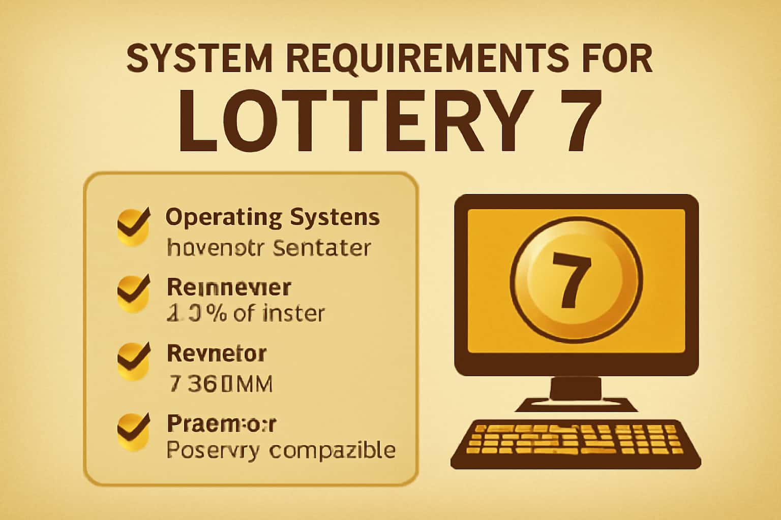 An informational graphic displaying system requirements for Lottery 7.